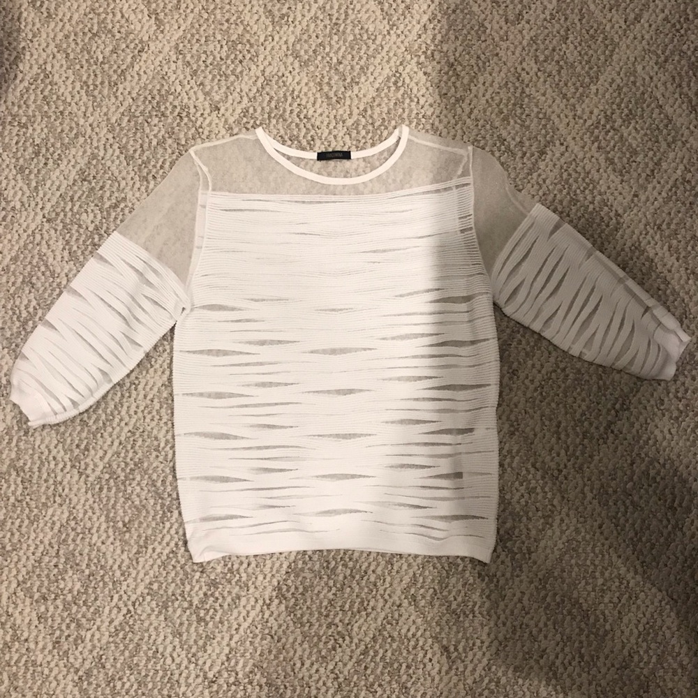 Women’s Long Sleeve Shirt White Top Sweater